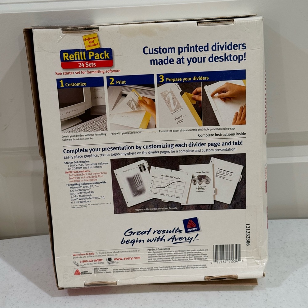 NEW Avery Laser Direct Print Custom Dividers with White Tabs ~ 24 Sets - Picture 5 of 8